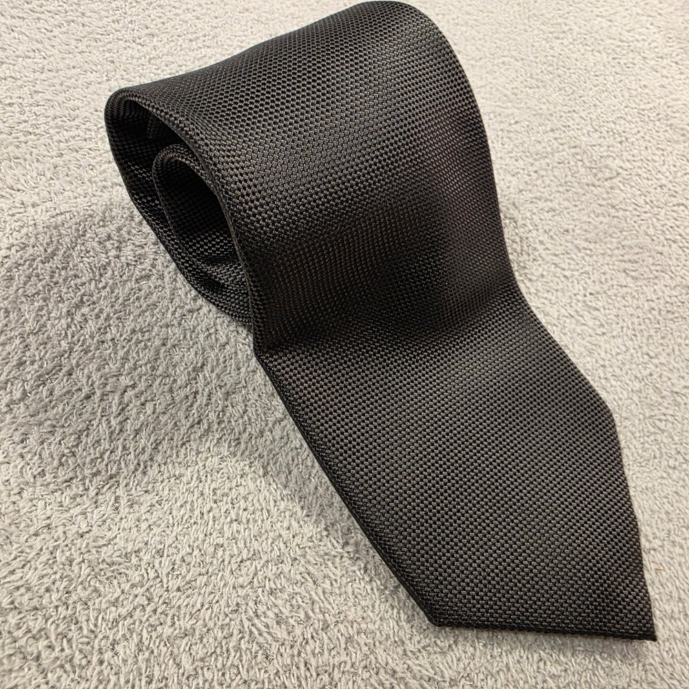 Jim Thompson Necktie Mens Black Textured Silk Thai  Lining Classic Professional